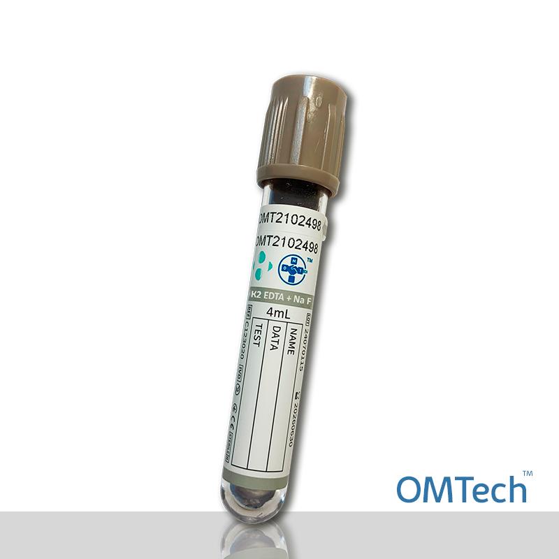 Пробірка Вакуумна для забору крові "OMTech", з натрій фторид та К2 EDTA, стерильна, з сірою кришкою, 4 мл, 13*75 мм RENJI MEDICAL